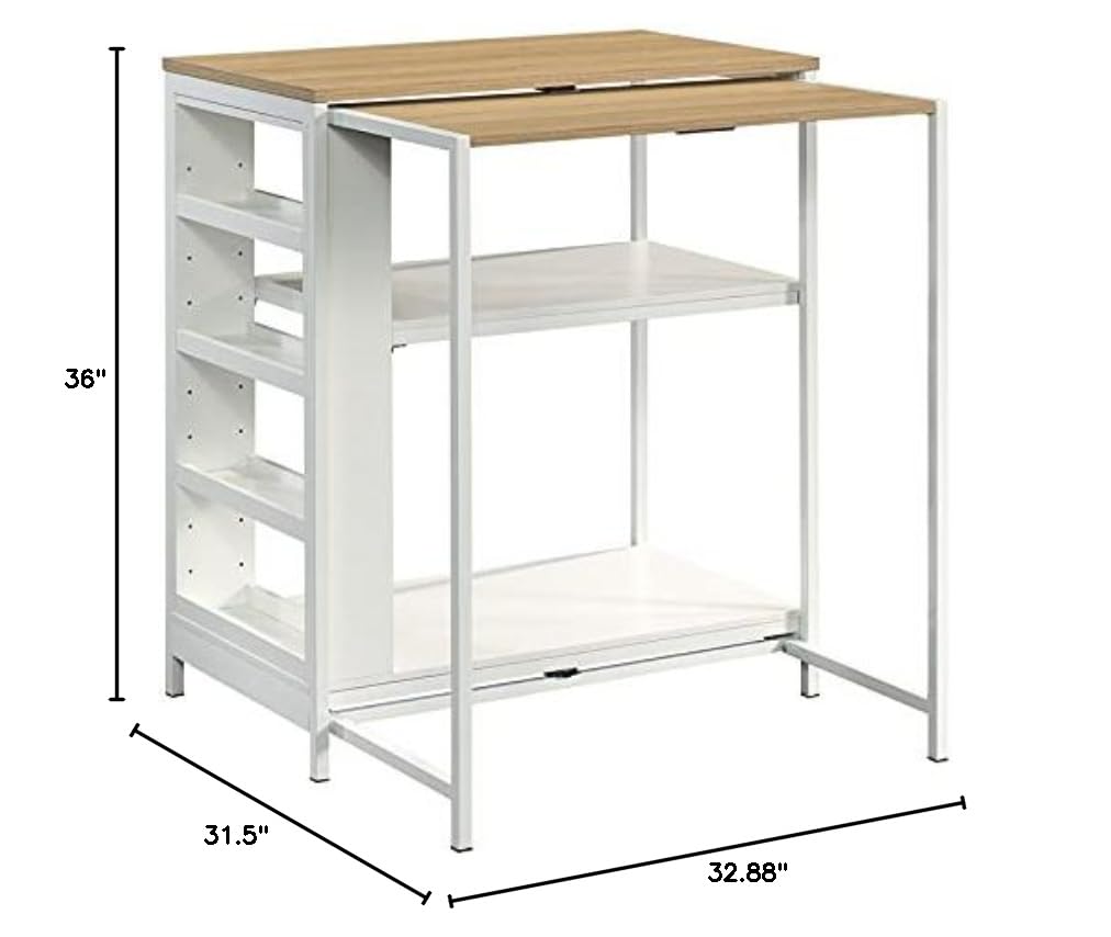 Sauder White Kitchen Island with Storage, 31.5