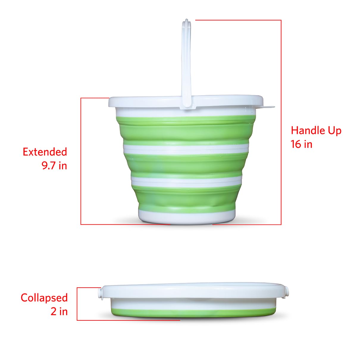 Pine-Sol Collapsible Bucket 2.6 Gallon - Foldable Plastic Pail for Cleaning, Car Washing, Outdoor & Camping - Portable Round Tub with Handle - Ideal for Home, Garage, RV & Travel Use
