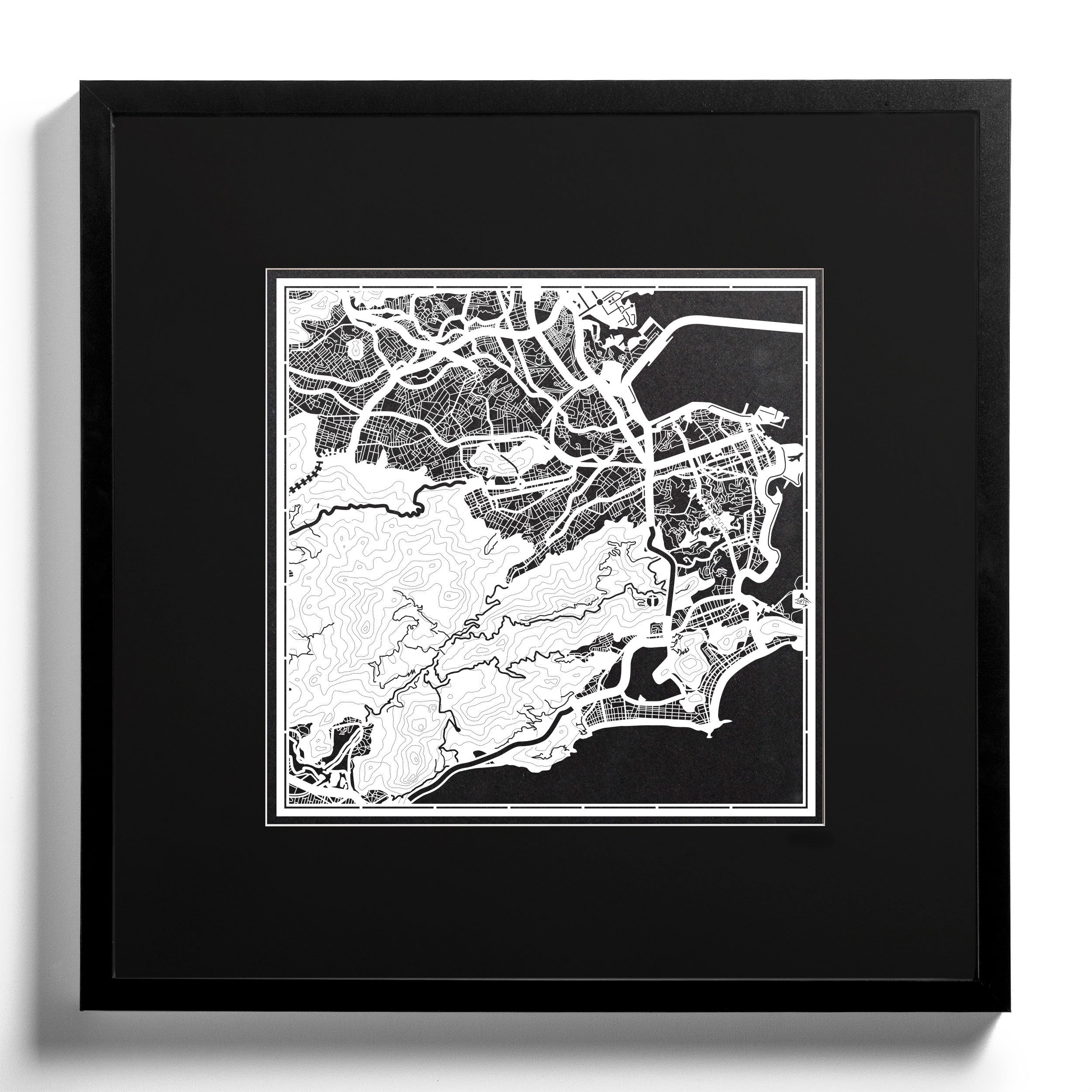 O3 Design Studio Rio de Janeiro Paper Cut Map - 12×12 Inches White Paper Art Wall Decor for Home, Office & Travel Inspiration