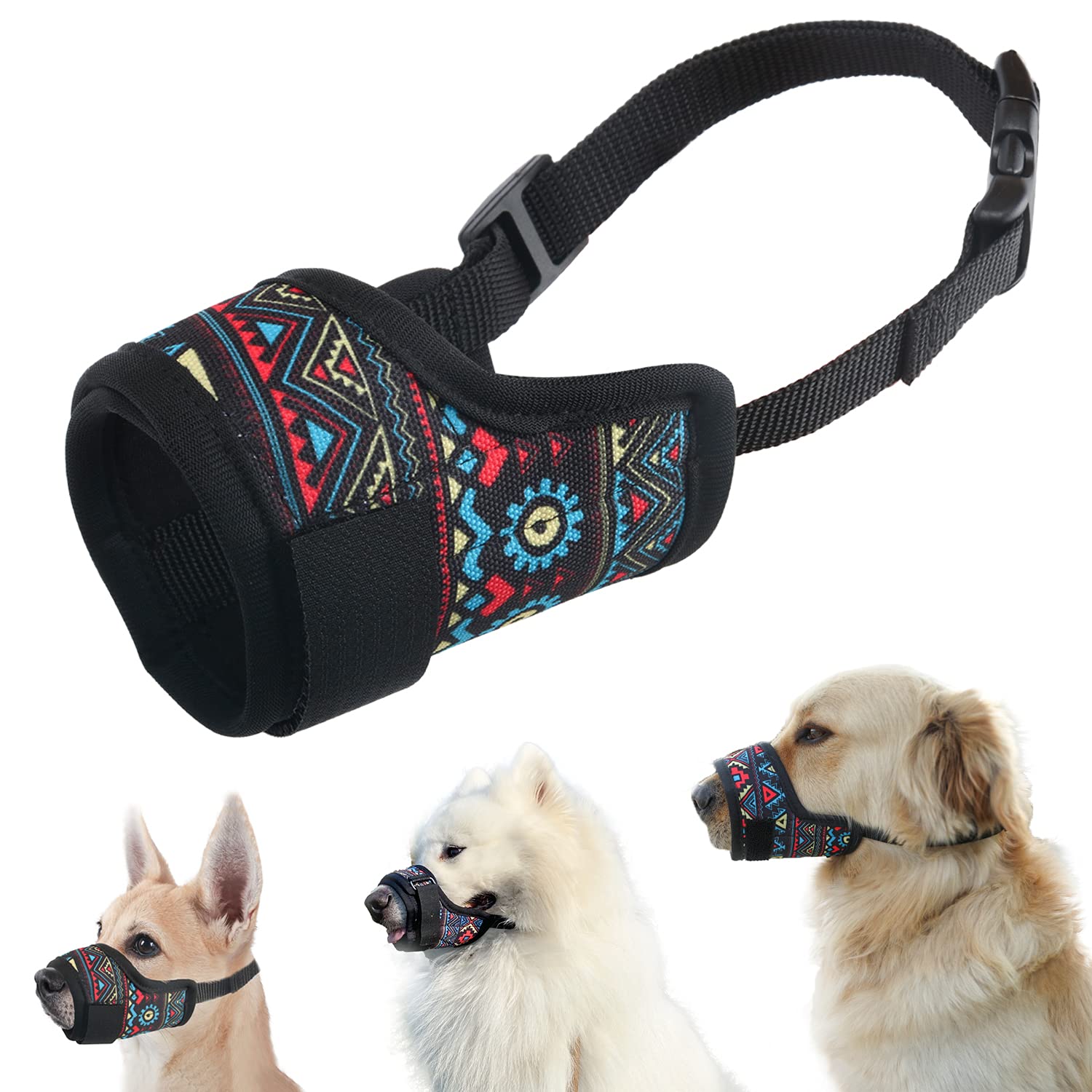LUCKYPAW Soft Adjustable Dog Muzzle for Small Medium Large Dogs - Breathable Bite Proof Mouth Cover for Dachshund, Labrador - Prevents Chewing & Biting - Perfect for Training, Grooming & Vet Visits