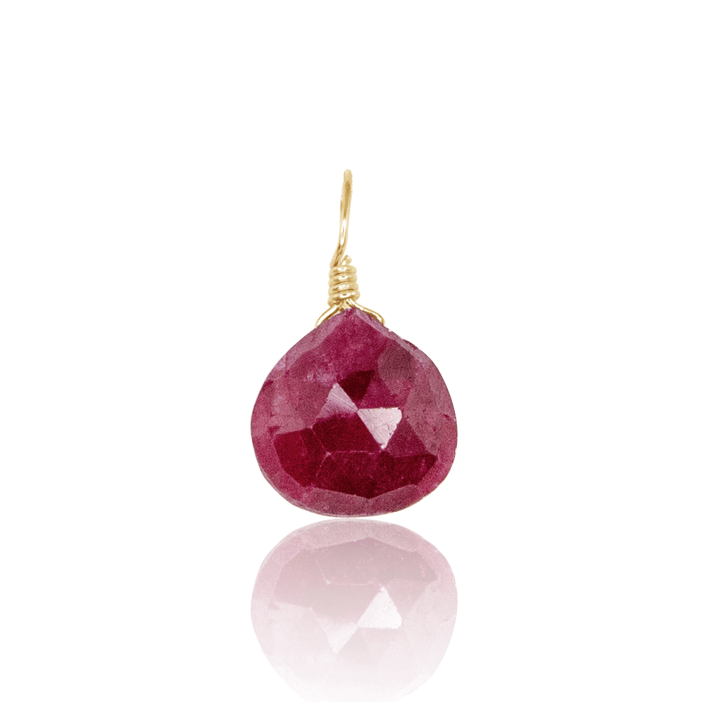 Tiny Ruby Teardrop Gemstone Pendant Necklace - Genuine Natural Ruby Jewelry for Women - Perfect for Valentine's Day Gifts, Anniversary Presents & Everyday Elegance