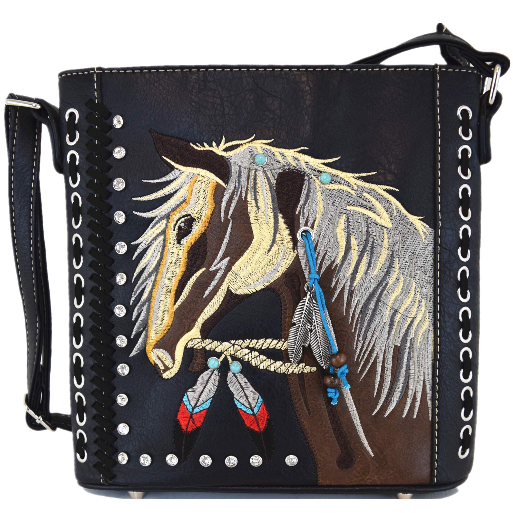 Western Cowgirl Style Horse Print Cross Body Handbag - Concealed Carry Purse for Women - Country Fashion Shoulder Bag - Perfect for Rodeo, Concerts & Outdoor Events