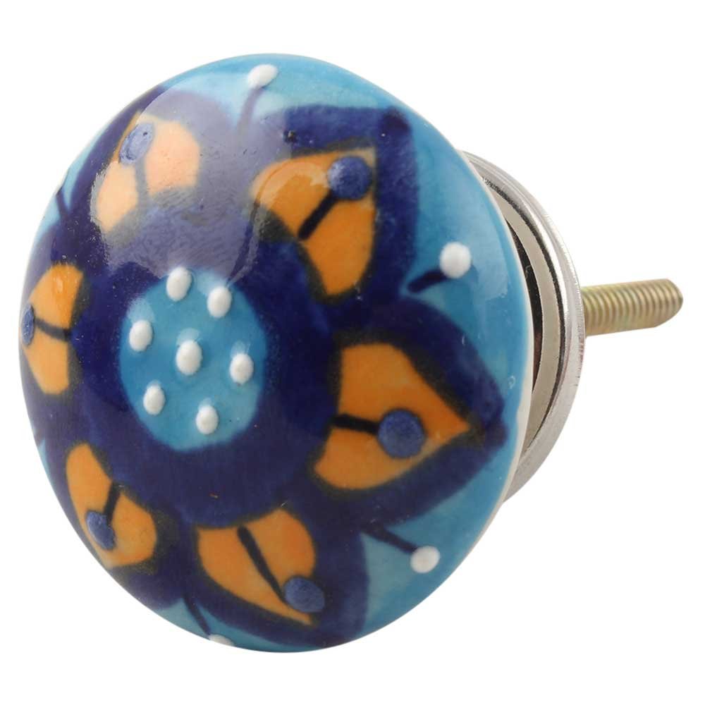 12 Pack Blue Ceramic Flower Drawer Knobs - Elegant Cabinet Hardware for Kitchen, Dresser & Furniture - Vintage Decorative Pulls for Home Renovation & DIY Projects