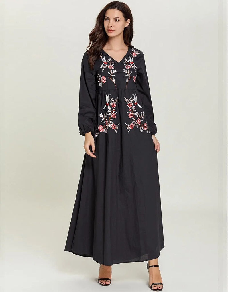 Stylish Autumnal Floral Abaya for Women - Modest Urban Casual Dress for Everyday Wear - Perfect for Work, Shopping & Social Events