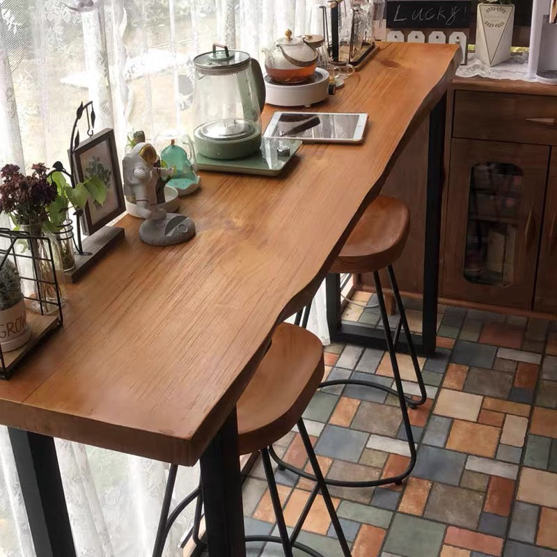 NEVAEH Solid Wood Live Edge Bar Table Set with Stools - Nordic Scandinavian Design for Kitchen, Dining Room, or Home Bar (11 Size Options) - Rustic Modern Furniture for Entertaining