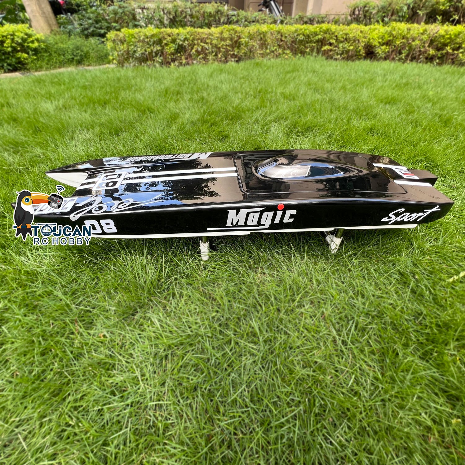 US Stock E32 Fiberglass Catamaran - Black Electric Racing RC Boat with Motor, Servo & ESC | High Speed PNP Ready-to-Run Model | Water Cooling System | Perfect for Lakes, Ponds & Competitive RC Racing