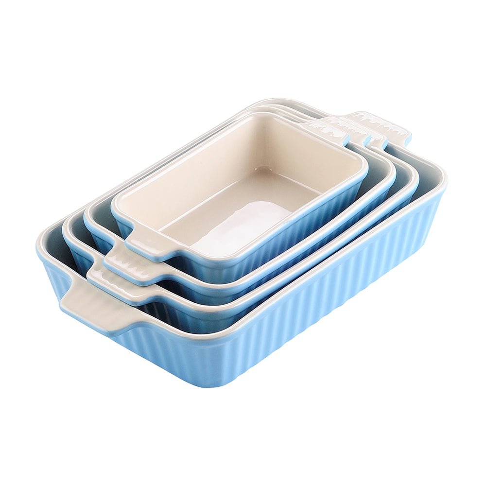 Oksana 4-Piece Rectangular Baking Dish Set - Durable Ceramic Bakeware for Casseroles, Lasagna, Brownies & More | Perfect for Oven, Microwave & Dishwasher