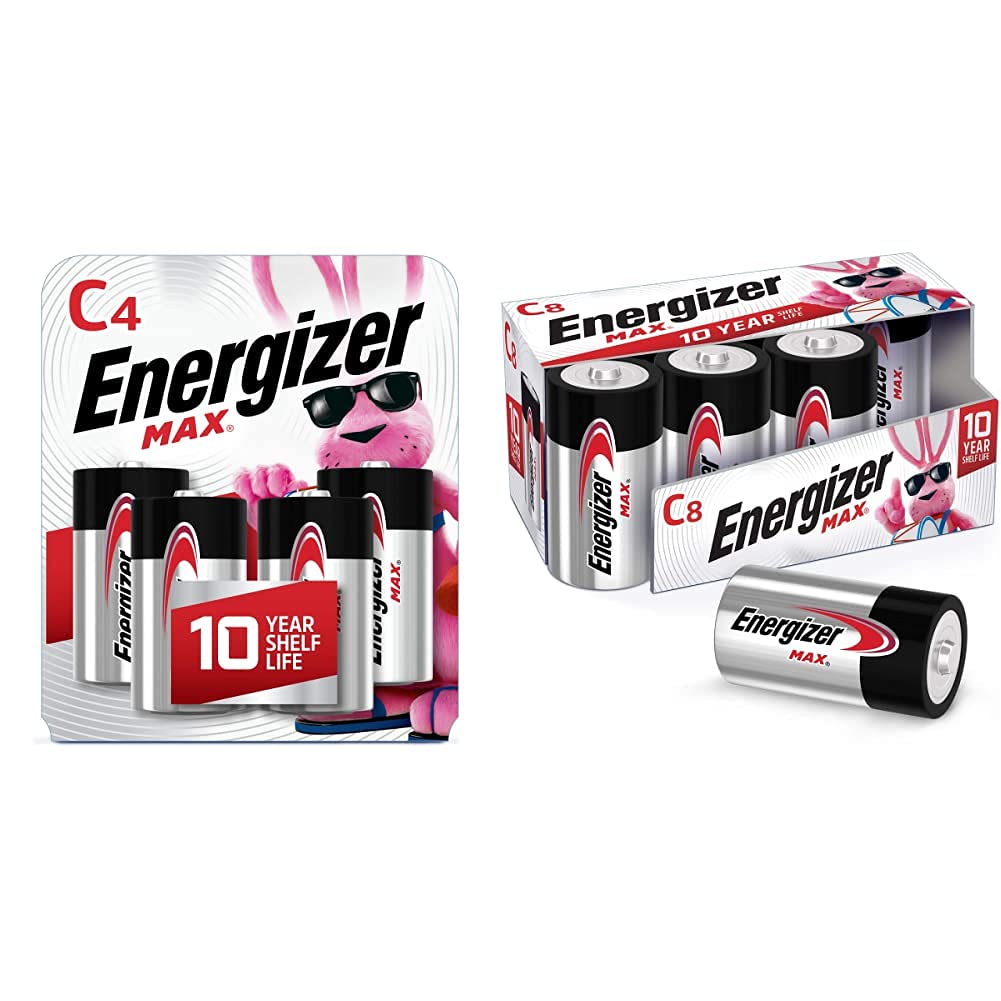 Energizer Max C Alkaline Batteries - Premium Long-Lasting Power, 12-Pack Combo for Flashlights, Toys & Electronic Devices
