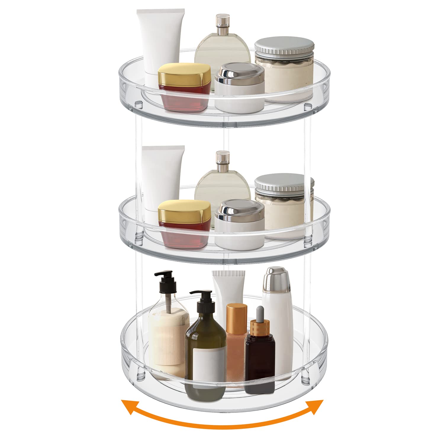VAEHOLD 3-Tier Lazy Susan Turntable Spice Rack Organizer - Kitchen Cabinet Storage for Spices, Fruits, Snacks & Cosmetics | Farmhouse Style Tiered Tray for Pantry, Bathroom & Tabletop Decor | Perfect for Home Organization & Entertaining
