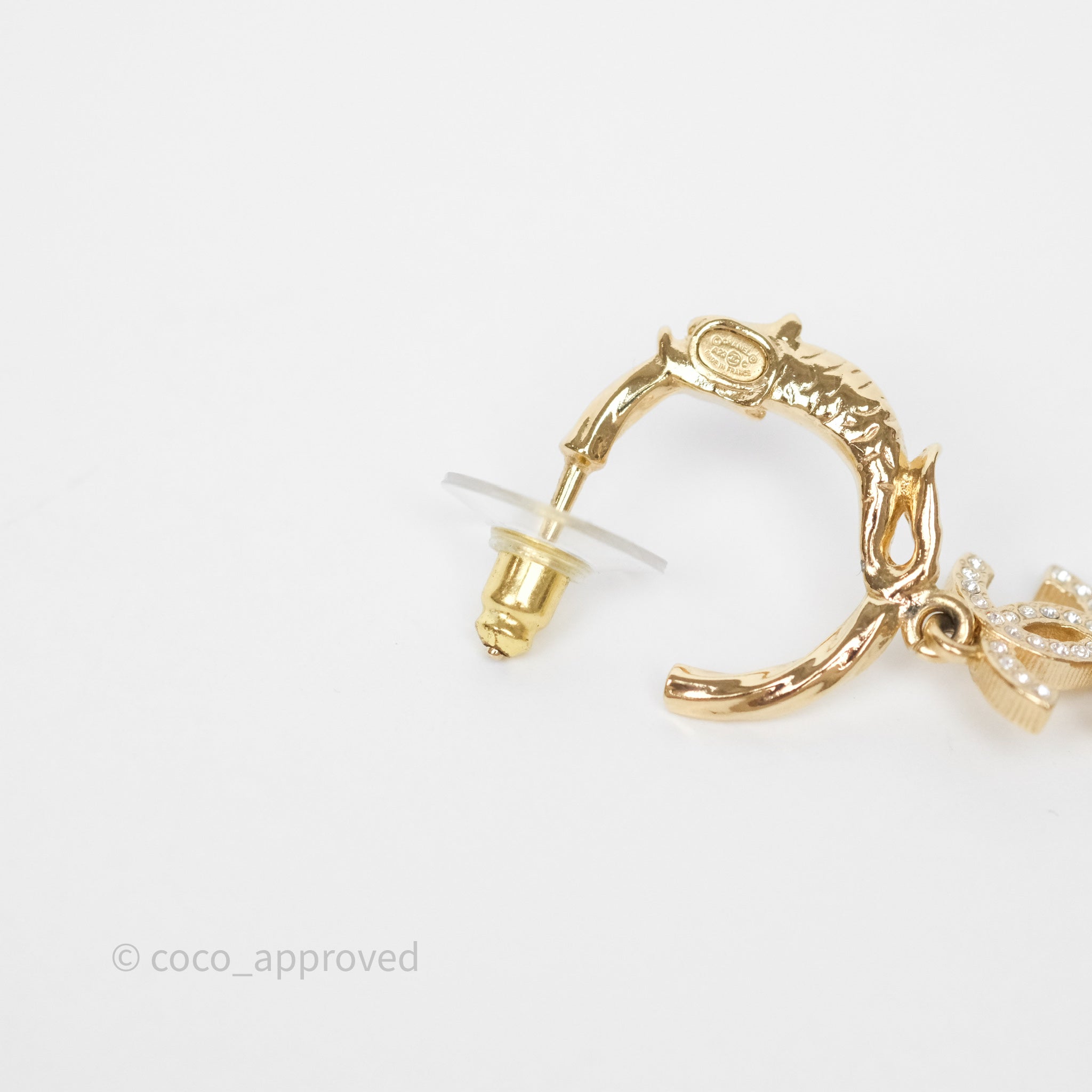 Chanel CC Crystal Hoop Earrings Gold Tone 23C - Luxury Fashion Jewelry for Women | Perfect for Parties, Weddings & Special Occasions
