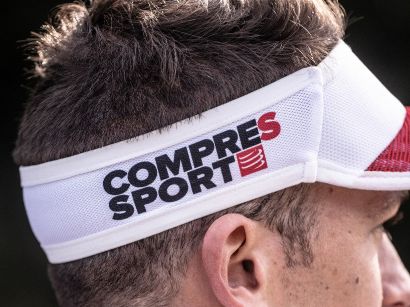 Compressport Unisex Spiderweb Ultralight Visor - Red/White SULVISOR 02 | Lightweight Running Hat for Men & Women | Perfect for Marathon, Cycling & Outdoor Sports
