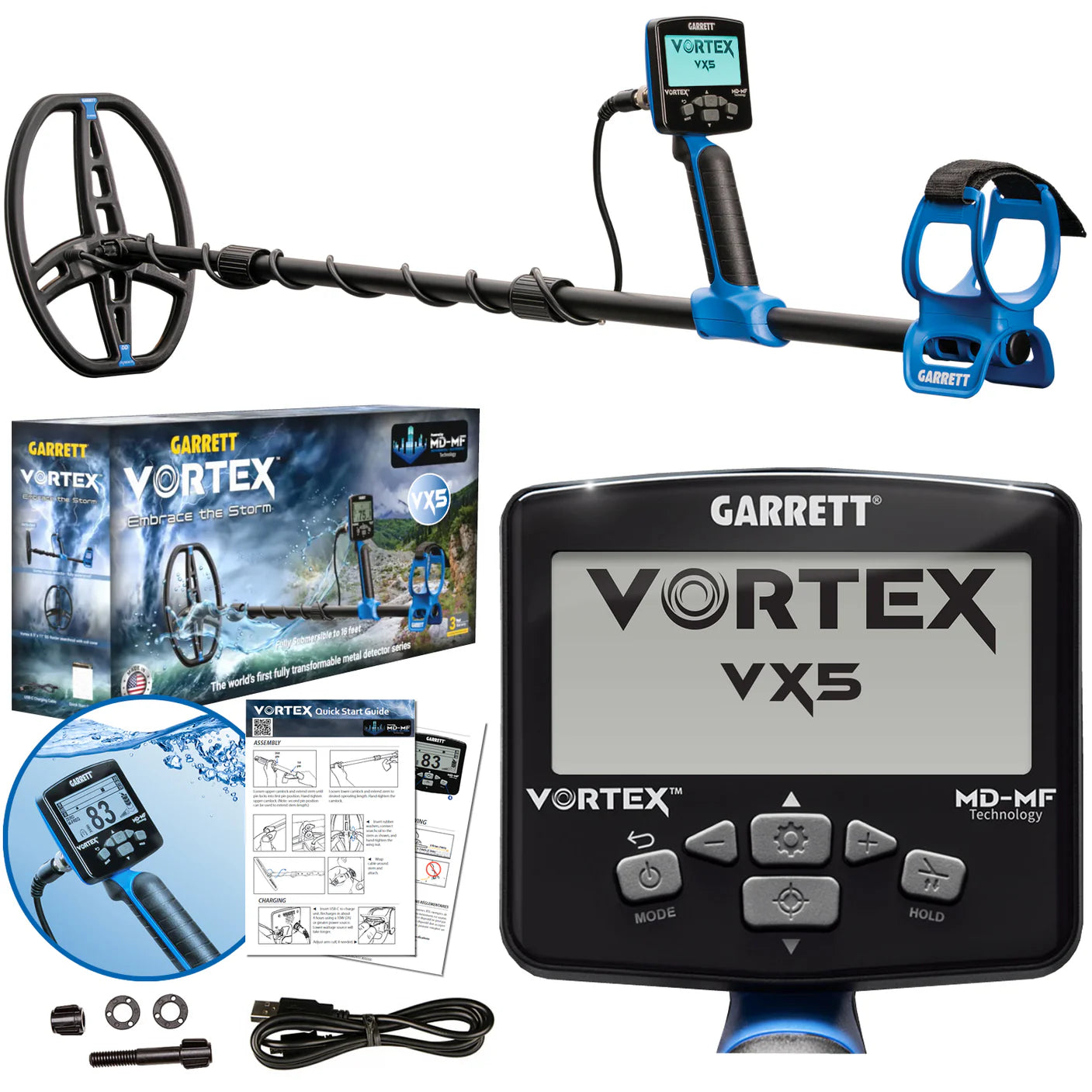 Garrett Vortex VX5 Multi Frequency Waterproof Metal Detector for Beach, Gold & Treasure Hunting - Professional Metal Detecting Equipment for Outdoor Adventures
