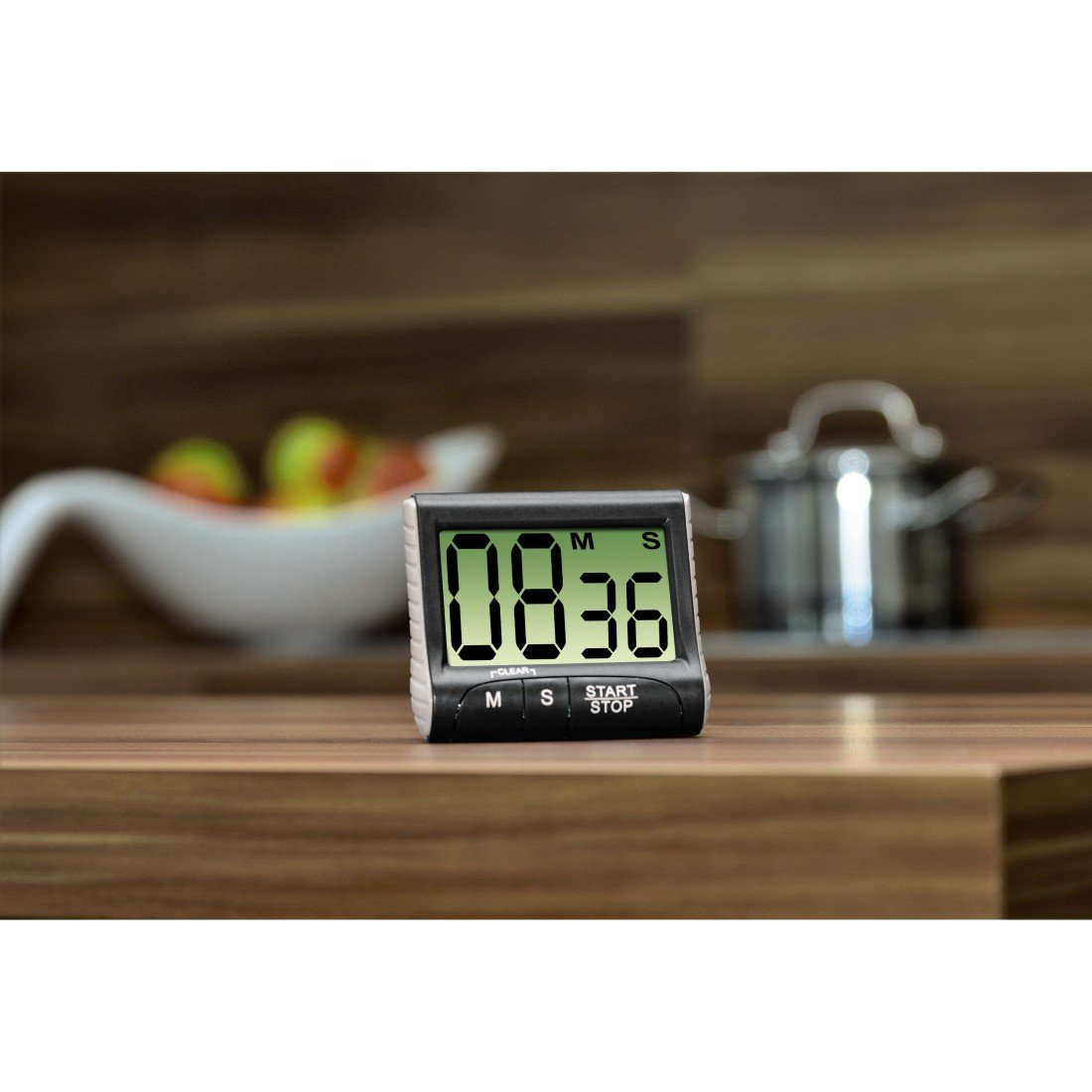 Xavax Digital Kitchen Timer with Large LCD Display - Countdown Clock for Cooking, Baking, Exercise & Classroom Use - Black