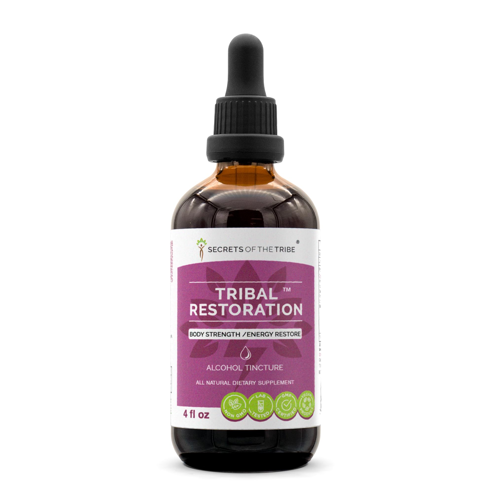 Secrets of the Tribe Tribal Restoration Alcohol Extract - High-Potency Herbal Drops with Ashwagandha, Maca, Schisandra, Rhodiola, Cordyceps & Eleuthero - Natural Energy & Strength Booster Tincture (4 oz) - Perfect for Daily Wellness, Stress Relief & Athletic Performance