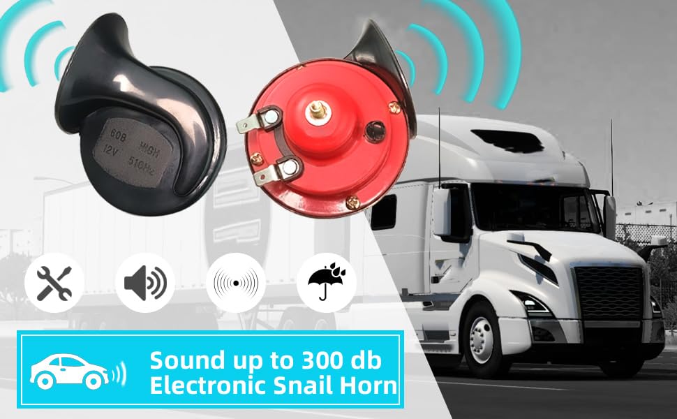 300DB Super Loud Train Horn Kit - 12V Waterproof Electric Snail Dual Horn for Cars, Trucks, Motorcycles & Boats | Universal Automotive Accessory for Safety & Emergency Use