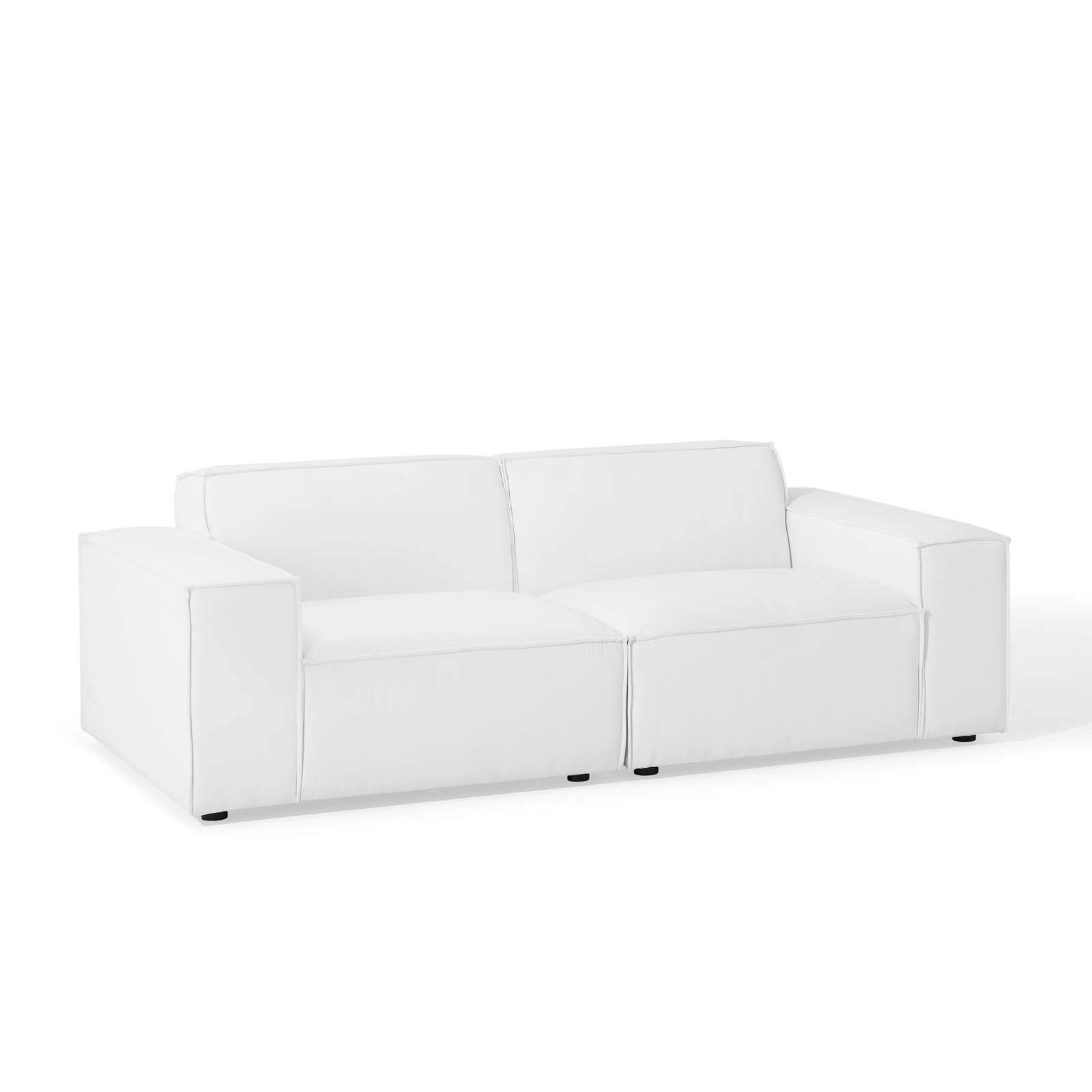 Modway EEI-4111-WHI 2-Piece White Sectional Sofa Set - Modern L-Shaped Couch for Living Room, Apartment & Small Spaces - Comfortable Fabric Sleeper Sofa with Reversible Chaise