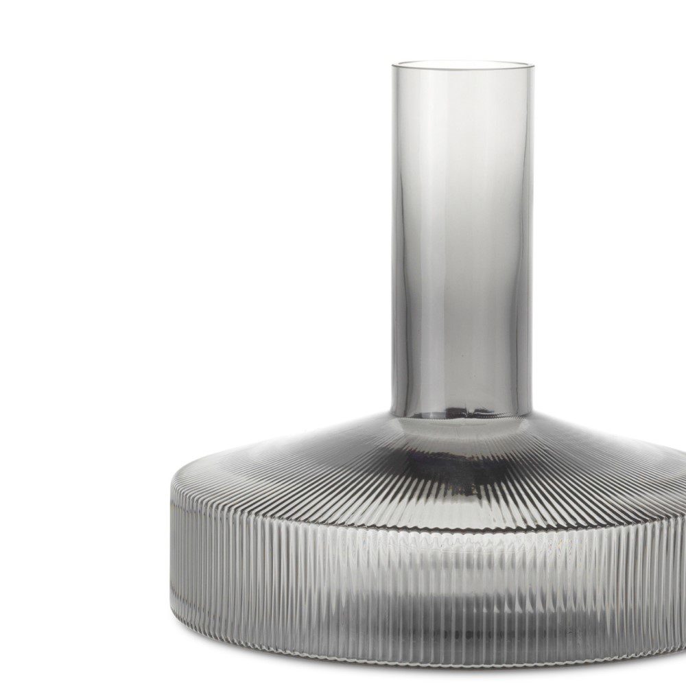 FERM LIVING Ripple Wine Carafe - Elegant Smoked Grey Glass Decanter for Wine Lovers | Perfect for Dinner Parties, Gifts & Home Bar Accessories