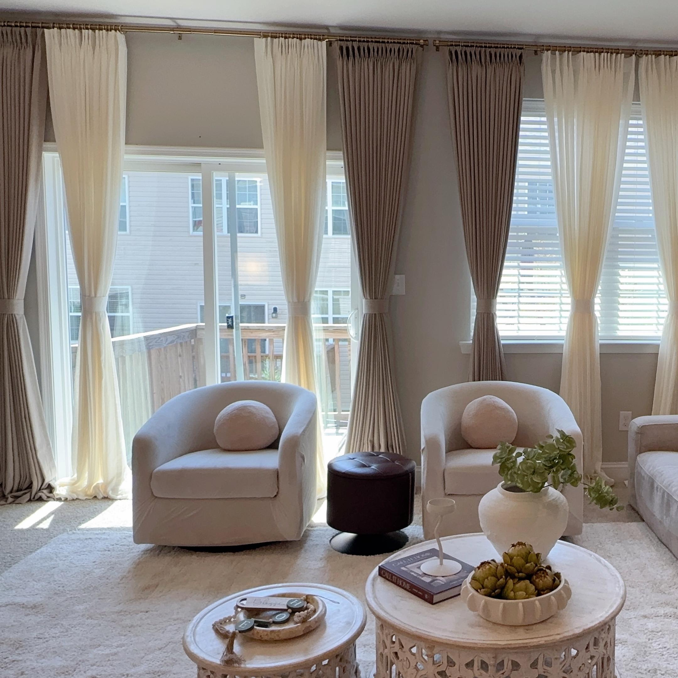 Natural Cloud Linen Sheer Curtains - Soft Breezy Pleated Drapes in Warm White | Custom Window Treatments for Living Room & Bedroom