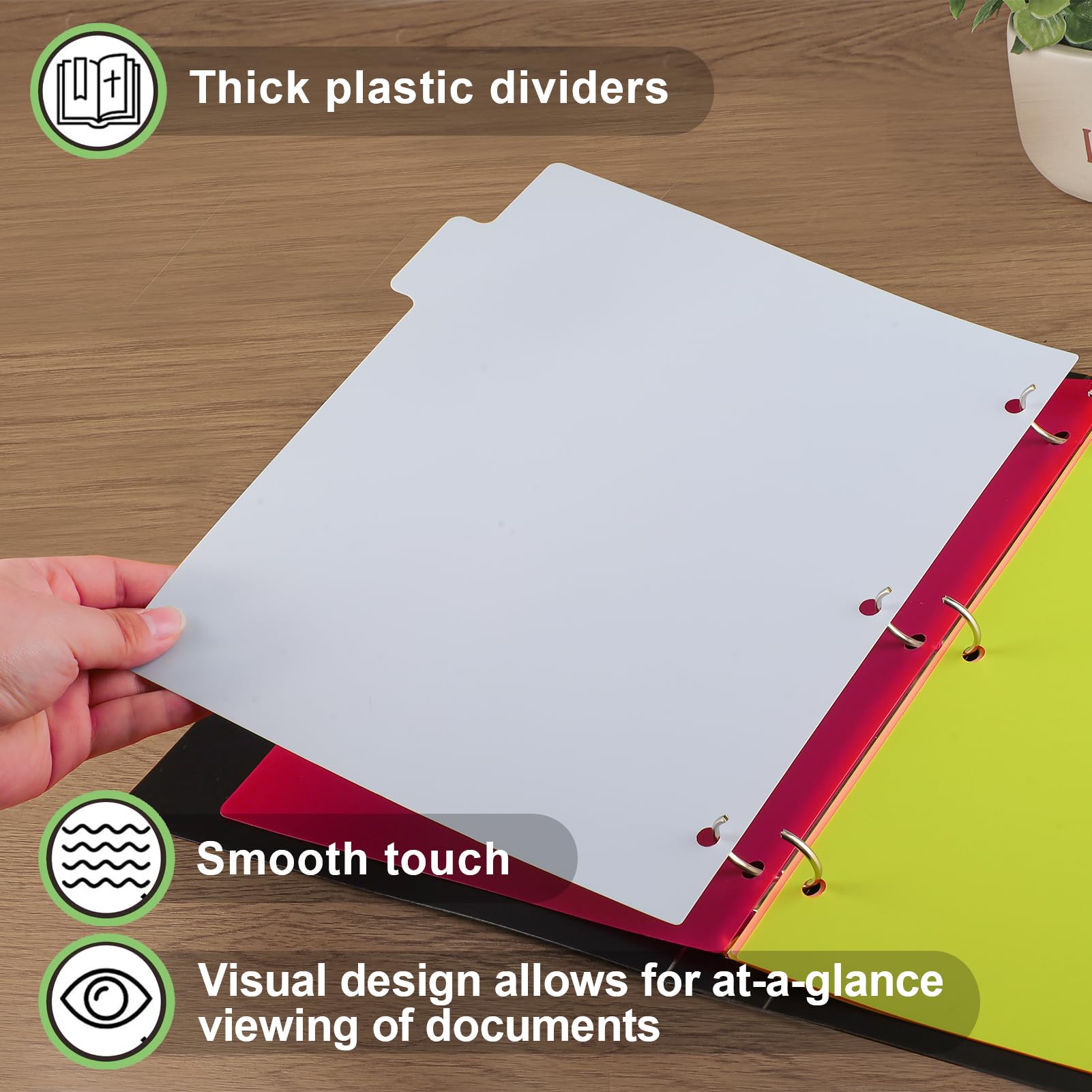 12-Piece Colorful Plastic Tab Dividers for 3-Ring Binders - 2 Sets of 6 Tabs, Durable Page Organizers for School, Office & Home Filing Systems - Perfect for Notebooks, Presentations & Document Organization