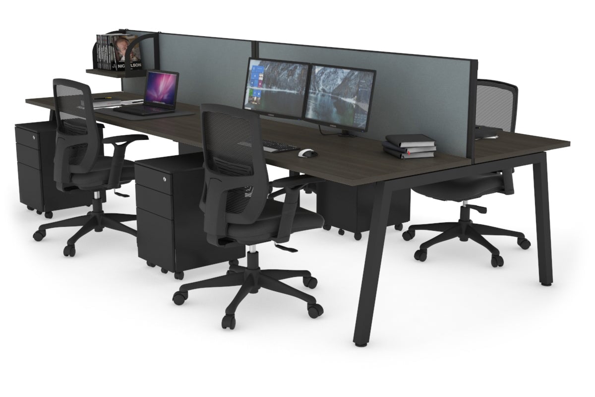 Quadro 4-Person Office Workstation Desk - 1600L x 700W Dimensions - Perfect for Team Collaboration, Open Office Spaces & Shared Workstations