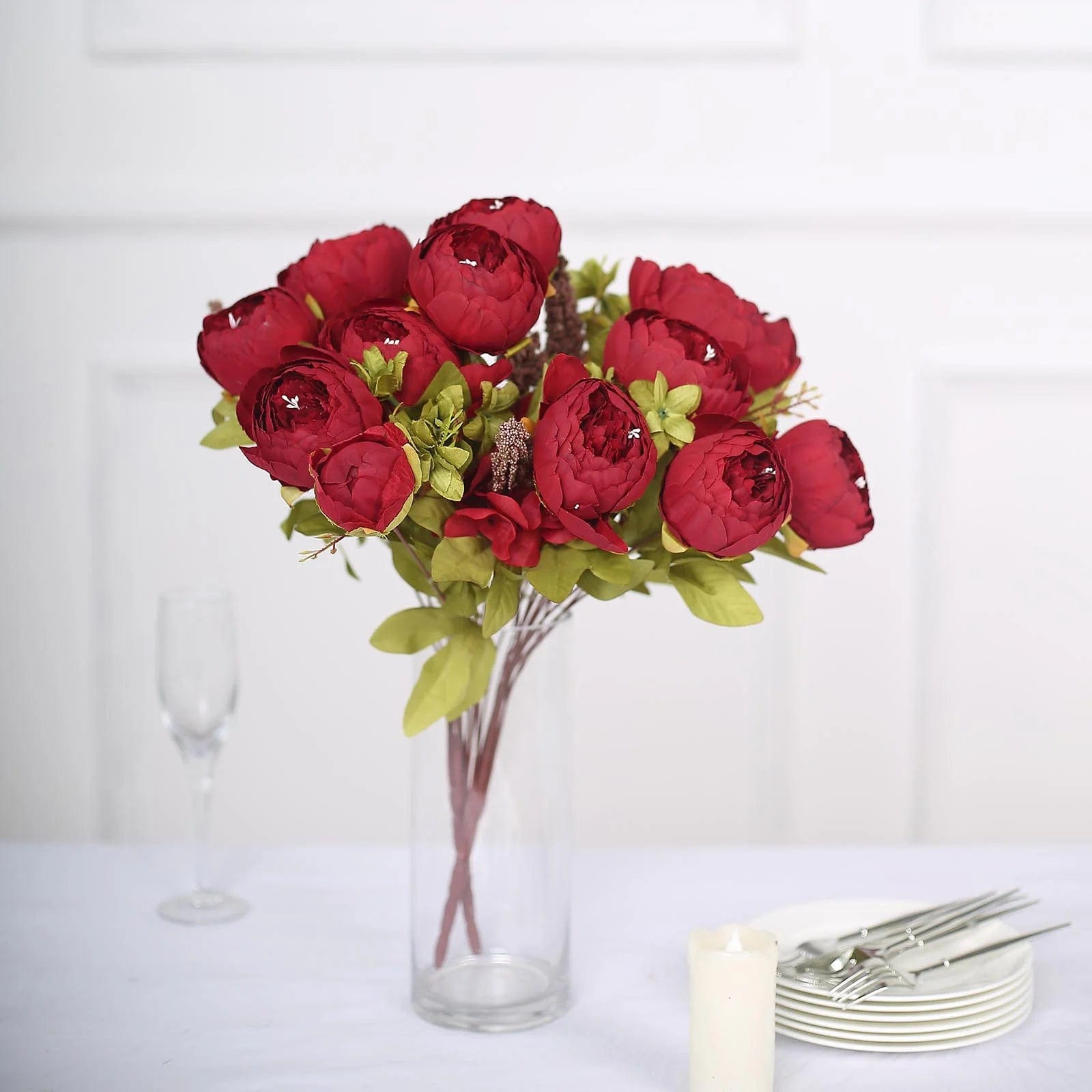 2 Pack 19 Stems Silk Peony Flowers Artificial Floral Arrangement - Perfect for Home Decor, Wedding Centerpieces & Office Tabletop Decoration