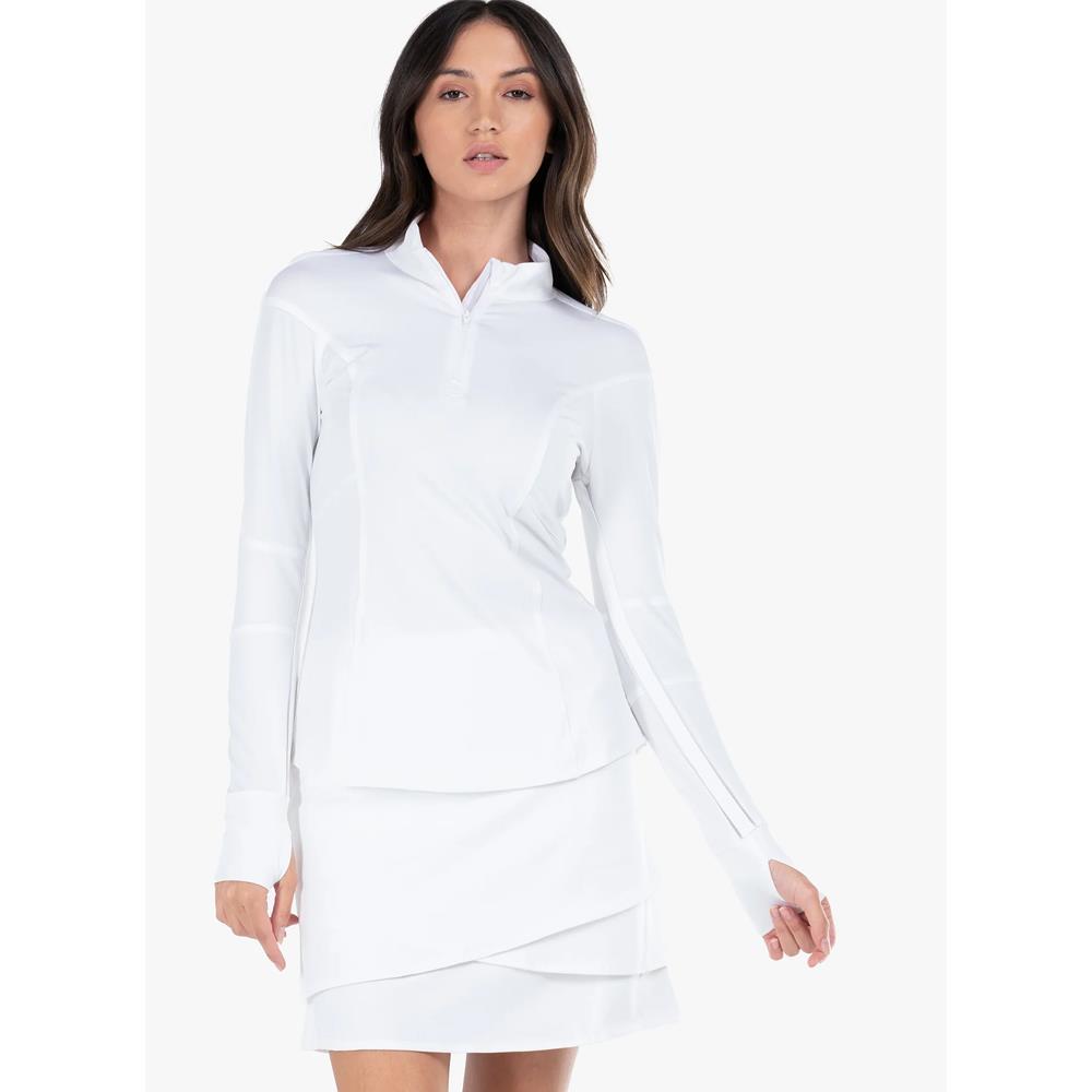 Lucky in Love Women's Essential 1/4 Zip Long Sleeve Pullover - White | Comfortable Casual Wear for Workouts, Yoga & Everyday Outfits