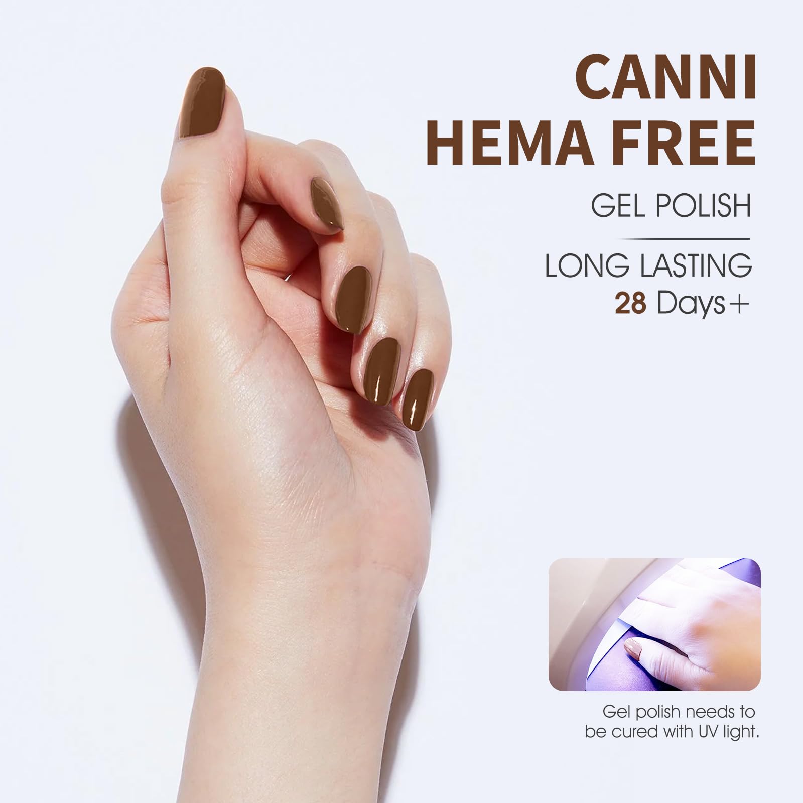 CANNI Brown Fall Gel Nail Polish - 1Pcs Chocolate Brown Soak Off UV Gel Polish for Fall Winter, High Gloss Long Lasting Manicure - Perfect for Salon, DIY French Nails & Holiday Parties