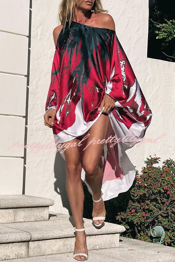 Elegant Floral Print One Shoulder Maxi Dress - Beach Cover Up, Summer Party & Vacation Outfit