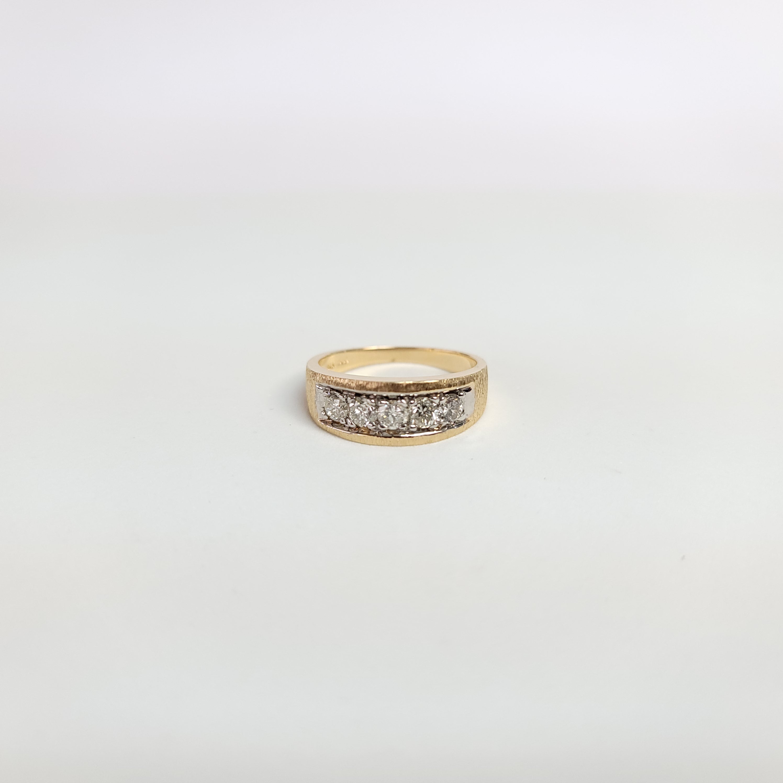 1.00cttw Diamond Band Ring in 14k Two-Tone Gold with Brushed Satin Finish - Elegant Wedding Band & Anniversary Gift for Women