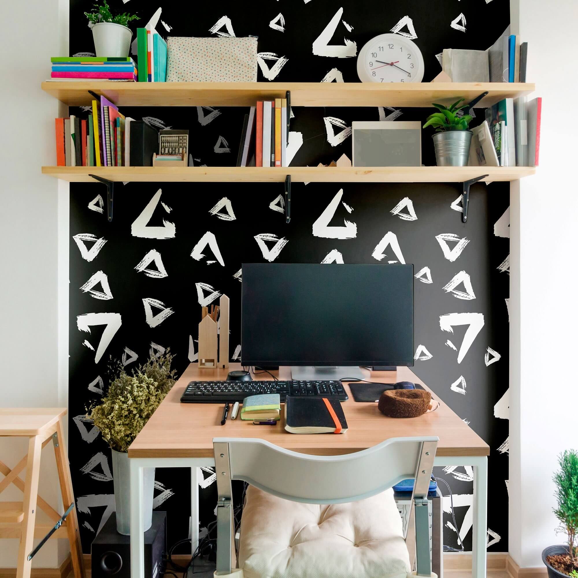 Black Pattern Teens Peel and Stick Removable Wallpaper 6078 - Self-Adhesive Decorative Wall Covering for Bedroom, Dorm, Nursery & Home Decor