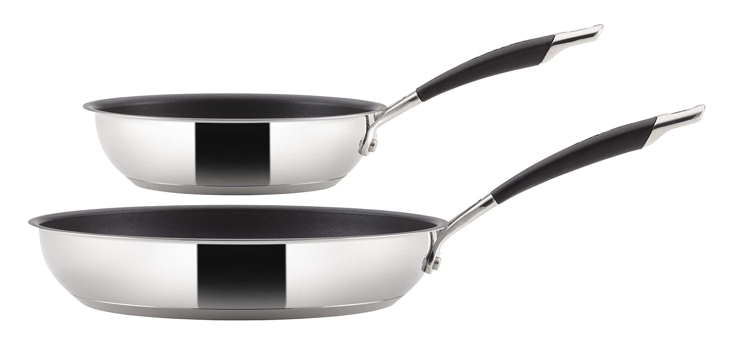 Circulon Momentum 2-Piece Stainless Steel Frying Pan Set - Nonstick Cookware for Sautéing, Frying & Stir-Frying - Perfect for Home Kitchen & Professional Use