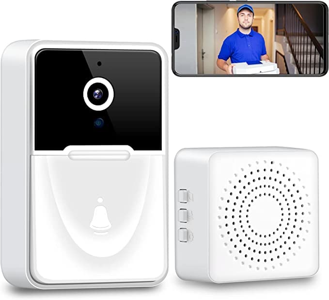 Wireless Video Doorbell Camera with HD Night Vision, 2-Way Audio & WiFi - Rechargeable Smart Security Doorbell with Wireless Chime, Cloud Storage & APP Control - Ideal for Apartments, Homes & Office Security Monitoring