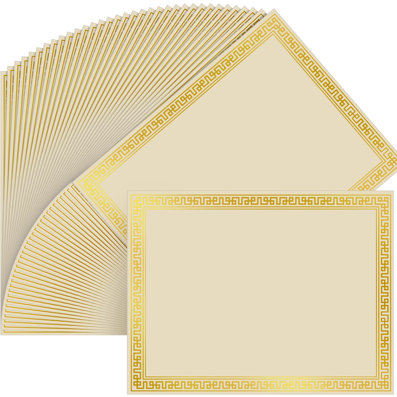 100 Pcs Blank Certificate Diploma Paper 8.5 x 11 Inch - Premium Cardstock for Graduation Certificates, Awards & Professional Documents (Gold Beige Hot Stamping) - Perfect for School Ceremonies, Office Recognition & Special Events