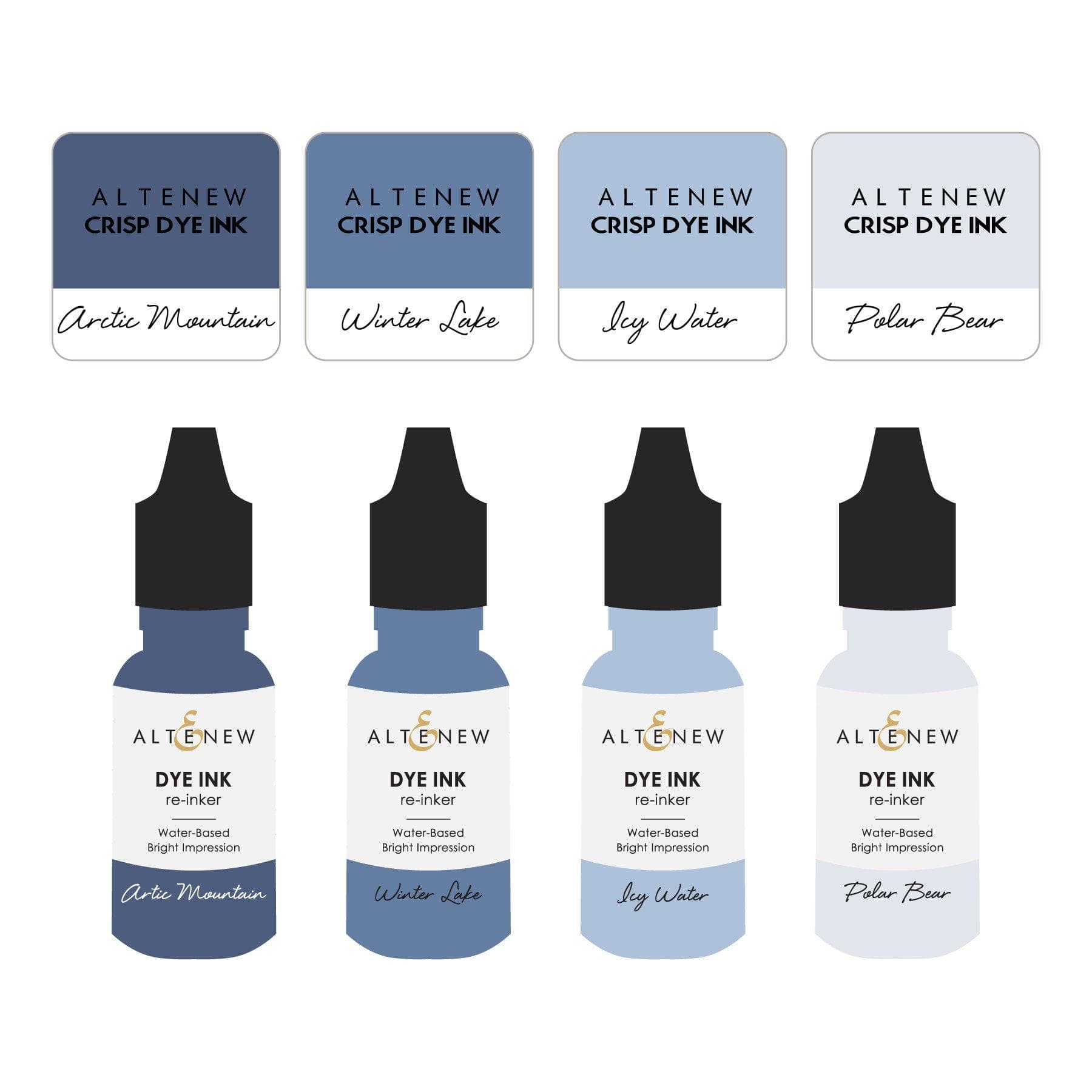 Northern Shore Crisp Dye Ink Mini Cube & Reinker Bundle - Perfect for Card Making, Scrapbooking & DIY Crafts