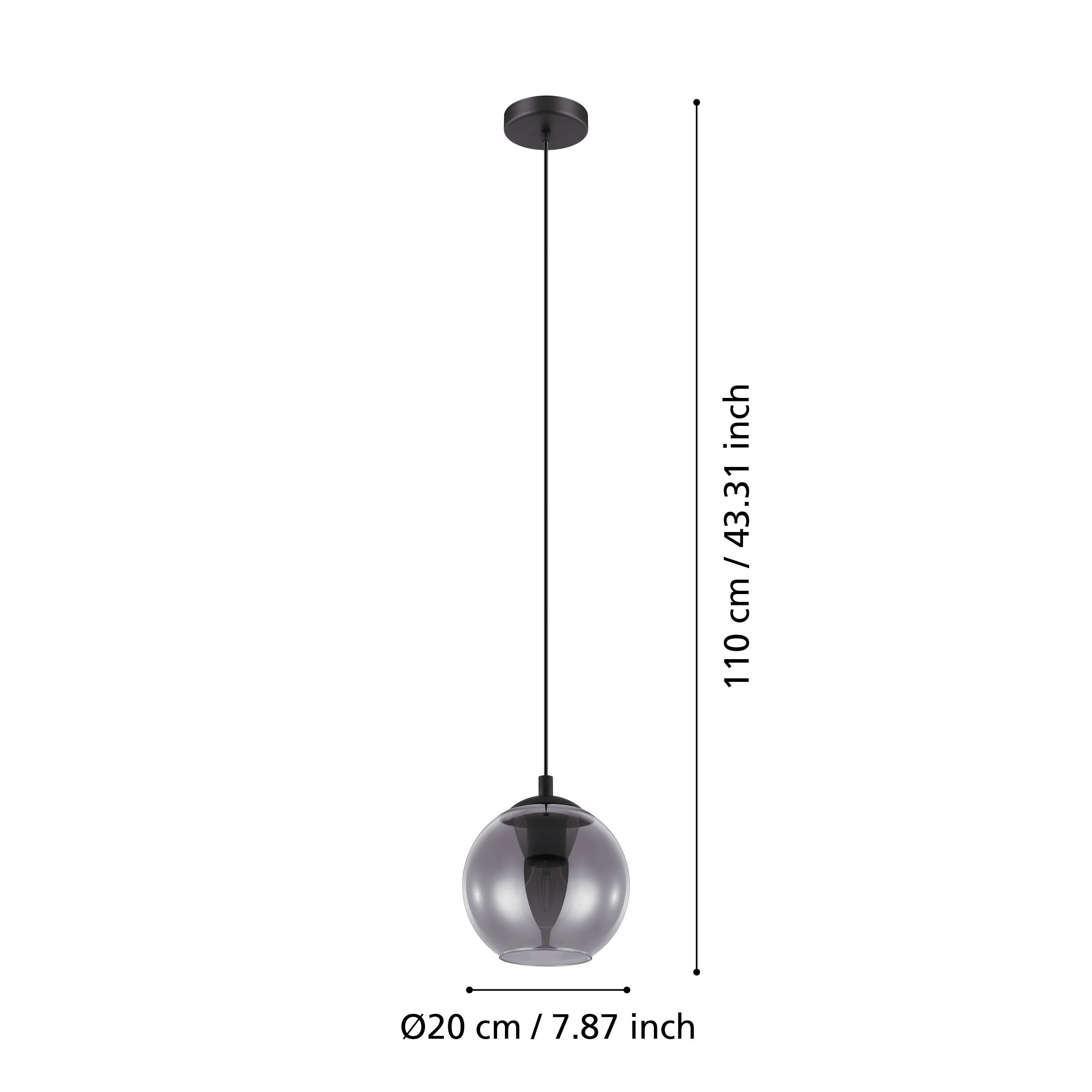 Eglo Ariscani Black & Steel Vaporized Glass Ceiling Pendant Light - Modern Industrial Hanging Fixture for Kitchen Island, Dining Room & Living Room Lighting