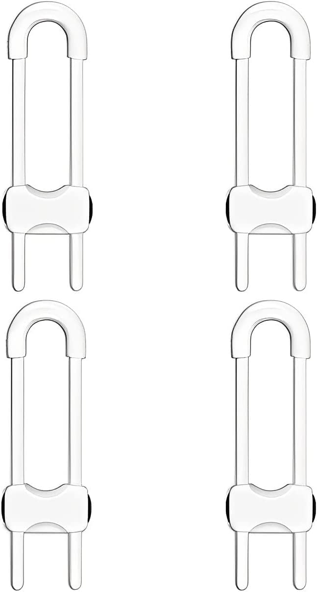 YAWALL 4 Pack Adjustable U-Shaped Baby Proofing Cabinet Locks - Child Safety Latches for Kitchen, Bathroom Storage Cupboards, Doors, Handles & Knobs (White) - Perfect for Childproofing Homes with Toddlers
