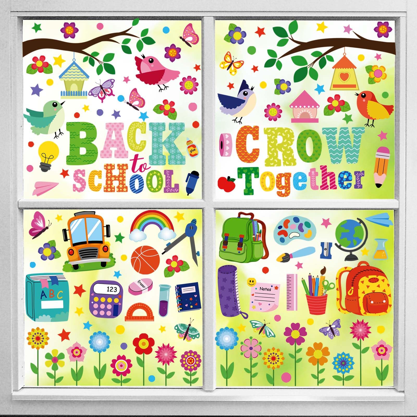Back to School Window Clings - 139 Pcs Classroom Decoration Stickers for Glass Windows | Welcome Back Party Supplies | Ideal for School Decor, Teacher Gifts & First Day Celebrations