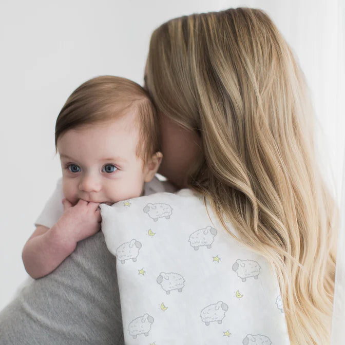 Swaddle Me Muslin Wrap & Lamb Baby Blanket Set - Soft Organic Cotton Swaddling Blankets for Newborns - Perfect for Nursery, Baby Shower Gifts & Sleeping Comfort (BGB 0011)