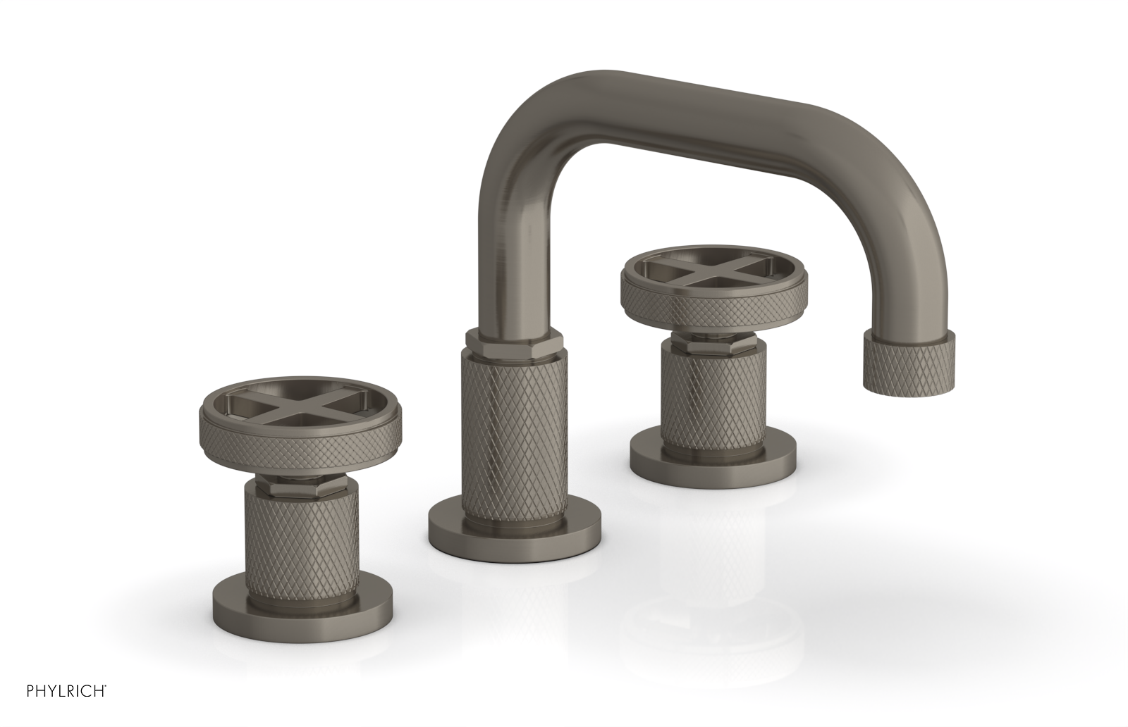 DUSTRIE Widespread Bathroom Faucet with Cross Handle - Knurled Design 371-03 for Modern Vanity Sink Installation