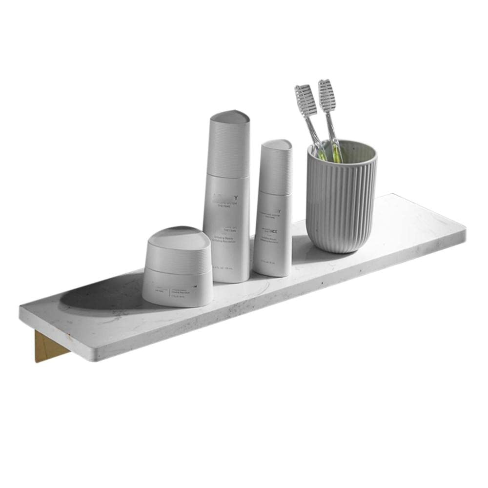 Waterproof Marble Bathroom Shelf - Wall Mounted Adhesive Shower Shelf No Drilling Required, White Bath Organizer (15.7 Inch) - Perfect for Toiletries, Shampoo & Soap Storage in Showers, Bathrooms & Spa Areas