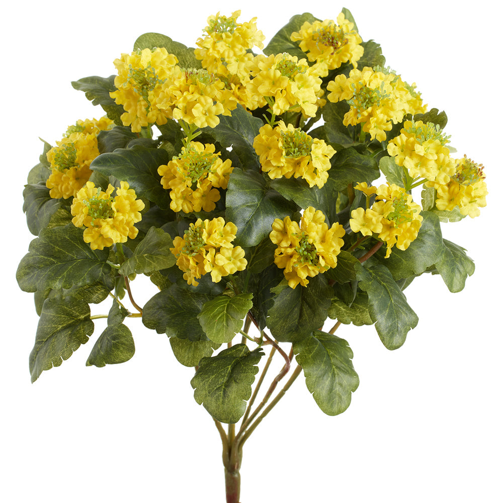 15 Pack Yellow Lantana Silk Flower Bushes - Realistic Artificial Floral Arrangement for Home Decor, Wedding Centerpieces, and Outdoor Garden Displays