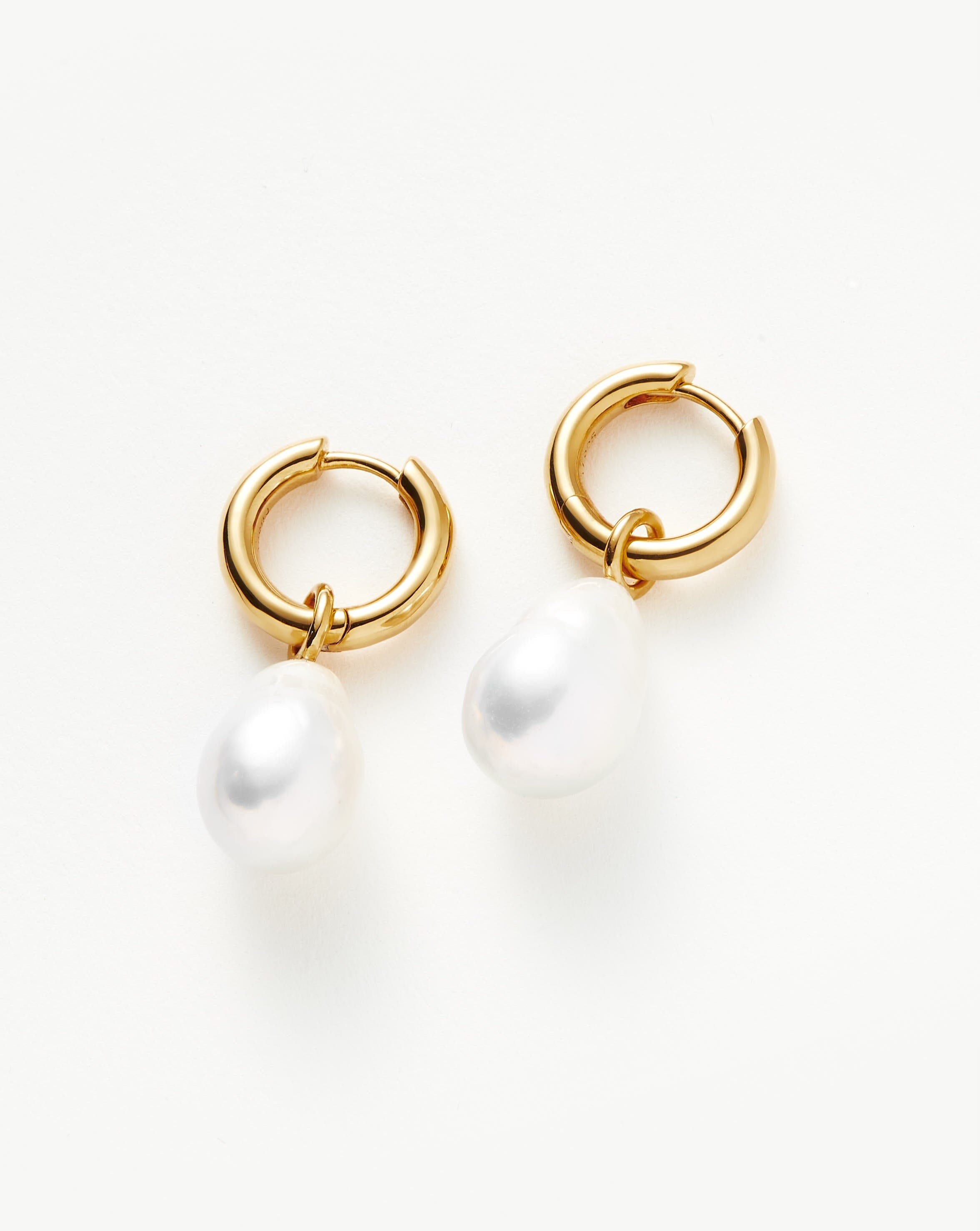 Baroque Pearl Drop Tunnel Mini Hoop Earrings - 18k Gold Vermeil & Freshwater Pearl Jewelry for Women | Elegant Dangle Earrings for Party, Wedding & Everyday Wear