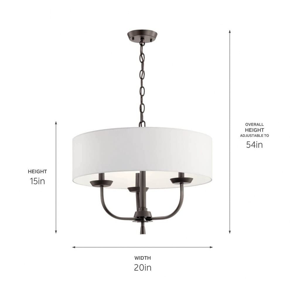 3-Light Traditional Simple Chandelier Fixture in Olde Bronze - Perfect for Dining Room, Bedroom, or Foyer Lighting