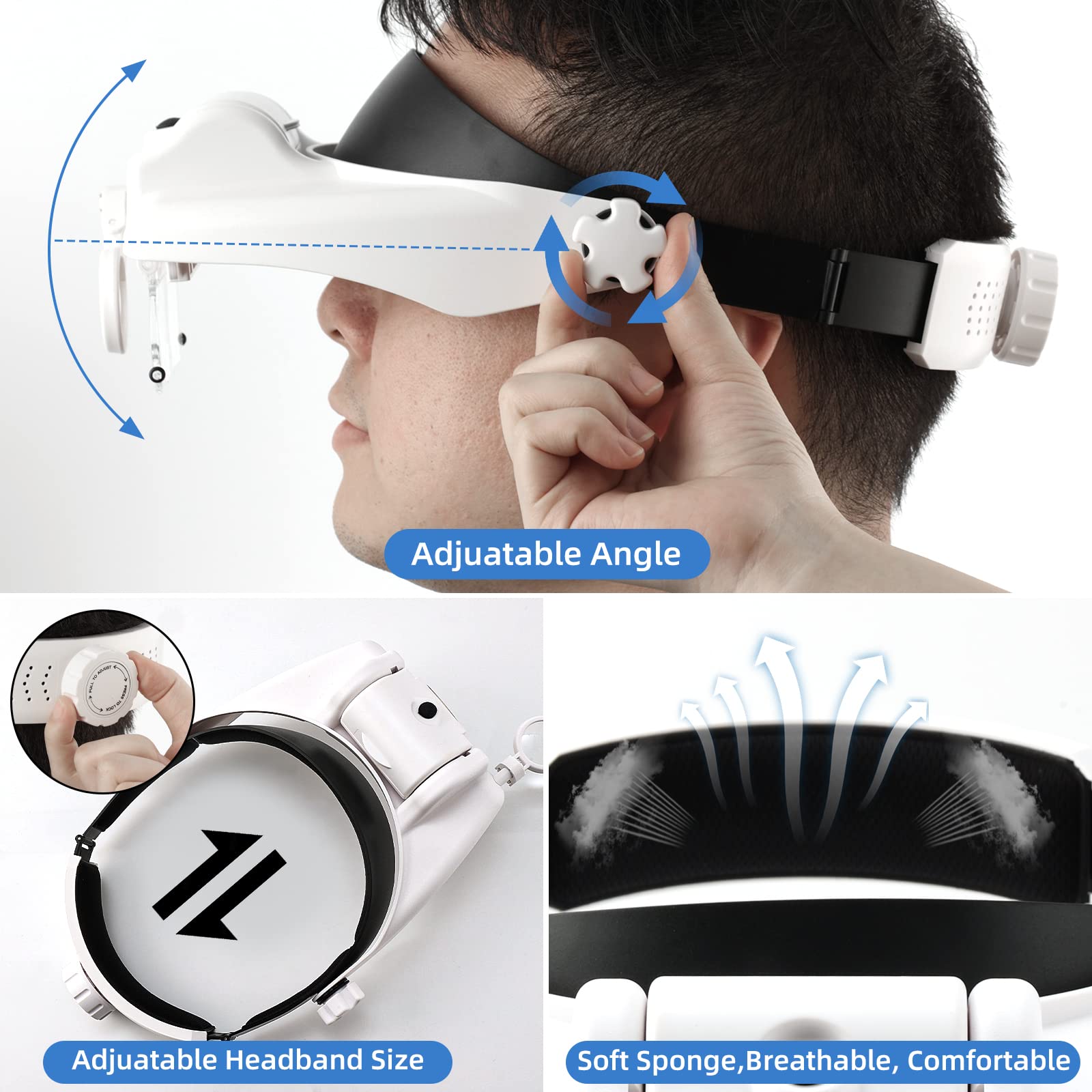 Hands-Free LED Magnifying Glasses Headset with 6 Interchangeable Lenses (1.5X-13.0X) & 2 Lighting Modes - Perfect for Jewelry Making, Watch Repair, Eyelash Extensions, Crafts & Reading - Professional Magnifier Kit for Precision Work