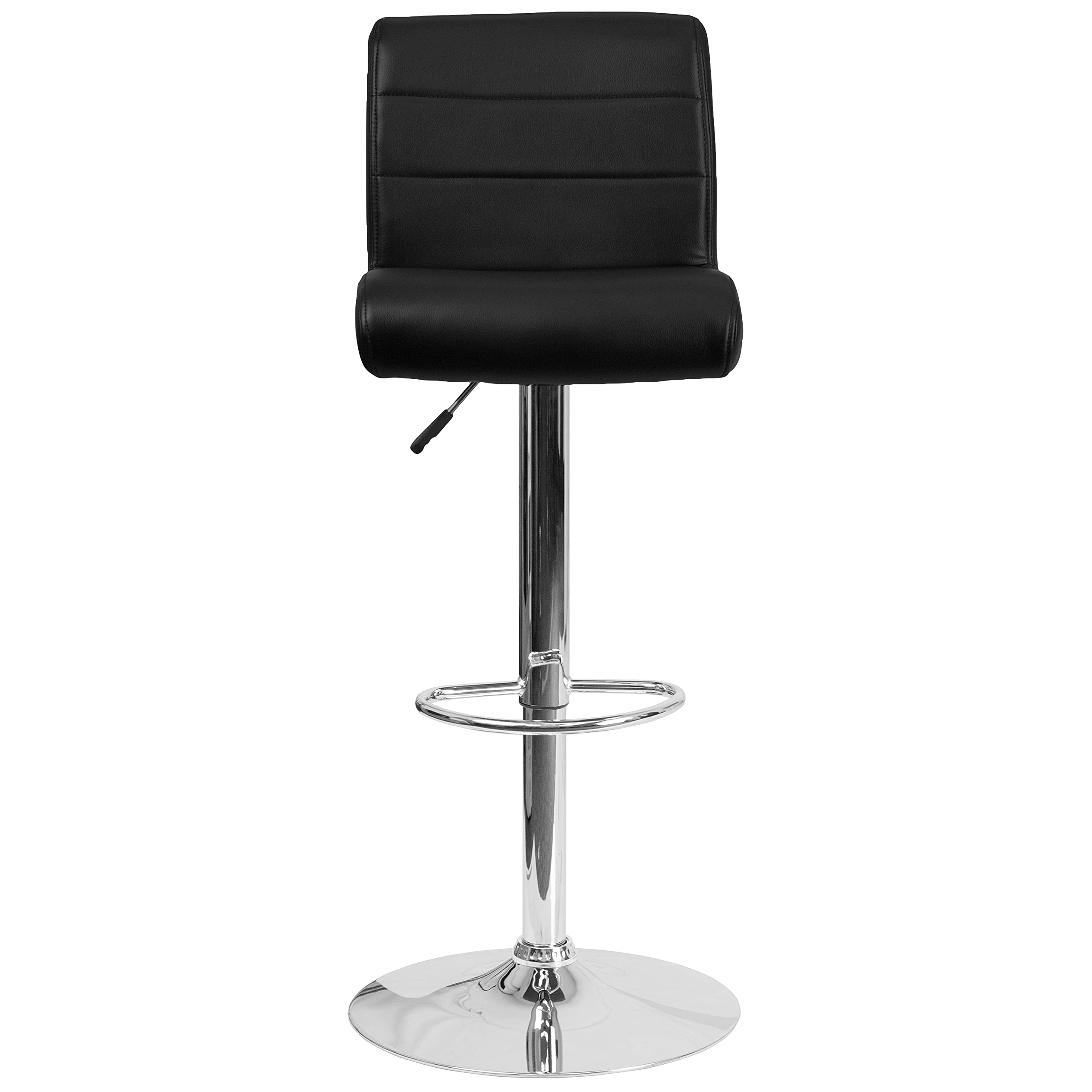 EMMA & OLIVER Adjustable Height Bar Stool with Rolled Vinyl Seat - Modern Kitchen Counter Stool for Dining Room, Bar, or Breakfast Nook