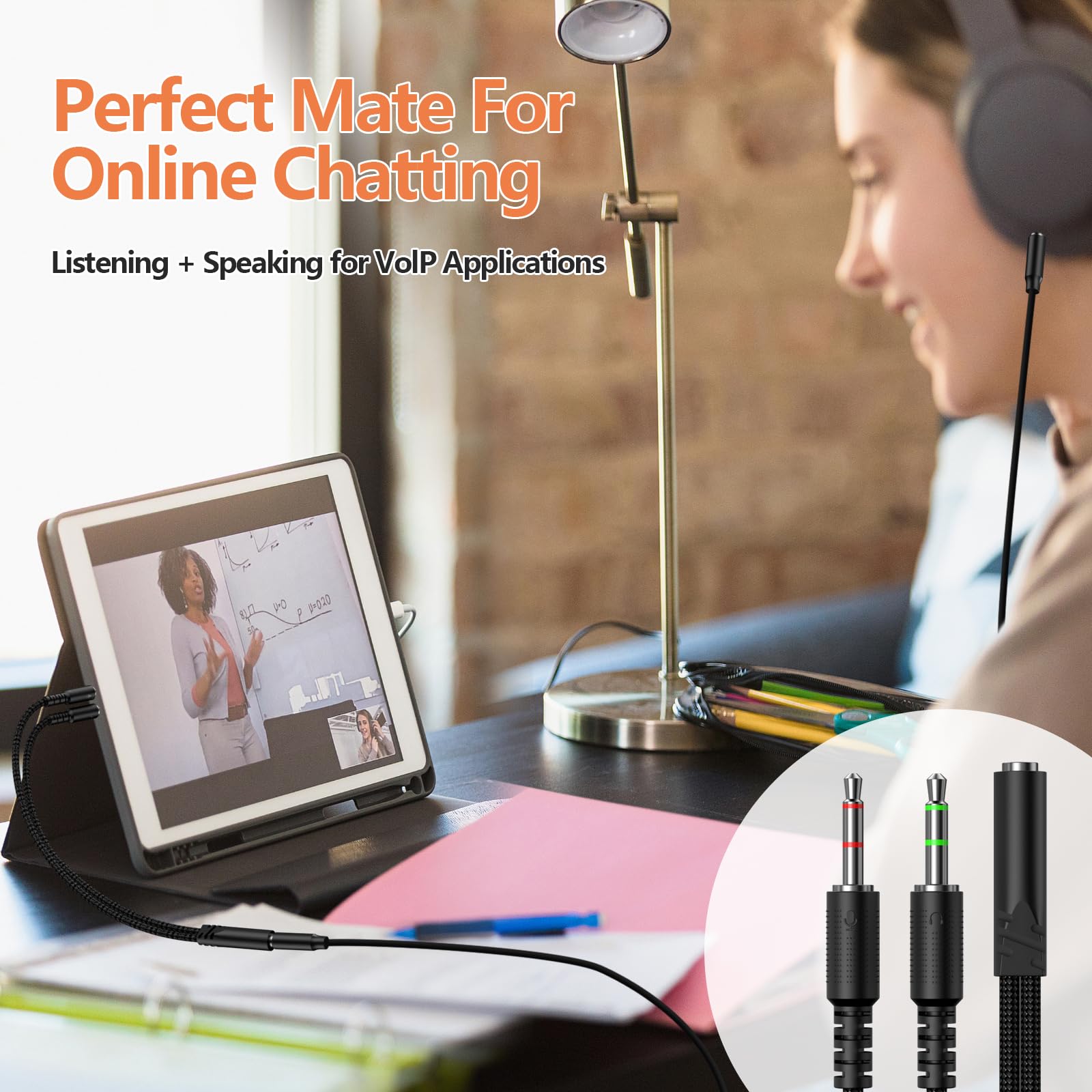 KOOPAO 3.5mm Headphone Splitter with Mic - Female to Dual Male Audio Cable for Gaming Headset, PC, Laptop & Speaker - Perfect for Multiplayer Gaming, Streaming & Conference Calls