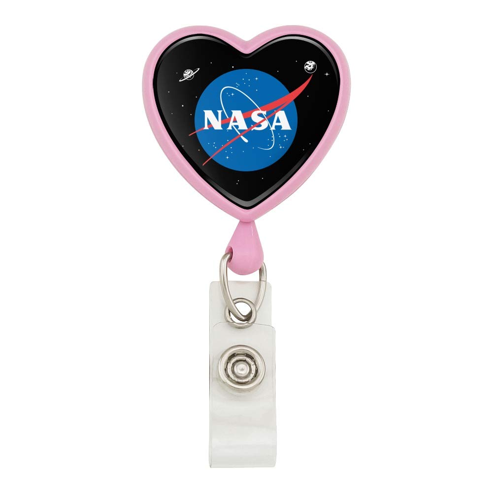 NASA Official Meatball Logo Heart Lanyard Retractable Reel Badge ID Card Holder - Work, School, Events & Conventions Accessory