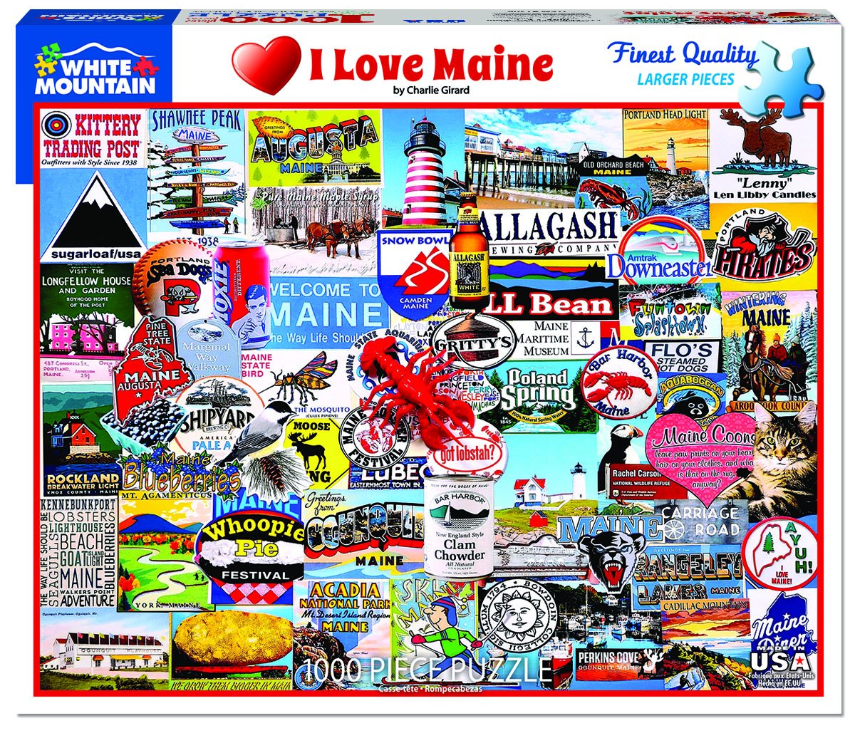 White Mountain 1000-Piece I Love Maine Jigsaw Puzzle for Adults & Families