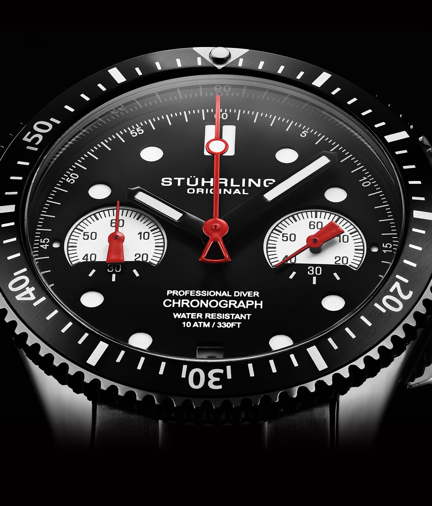 Stuhrling Original Men's Sports Chronograph Watch - Stainless Steel Bracelet - Waterproof & Durable for Running, Swimming & Outdoor Activities
