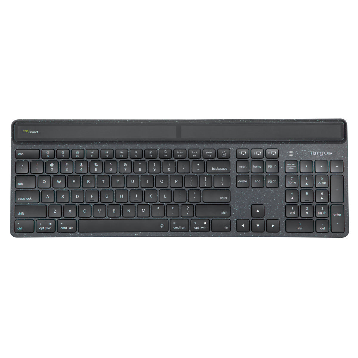 EcoSmart™ Sustainable Energy Harvesting Wireless Keyboard - Solar Powered & Rechargeable for Office, Home, and Outdoor Use